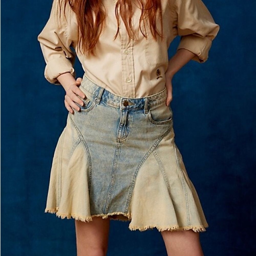 Urban Outfitters two tone flare sides denim Mini Skirt
